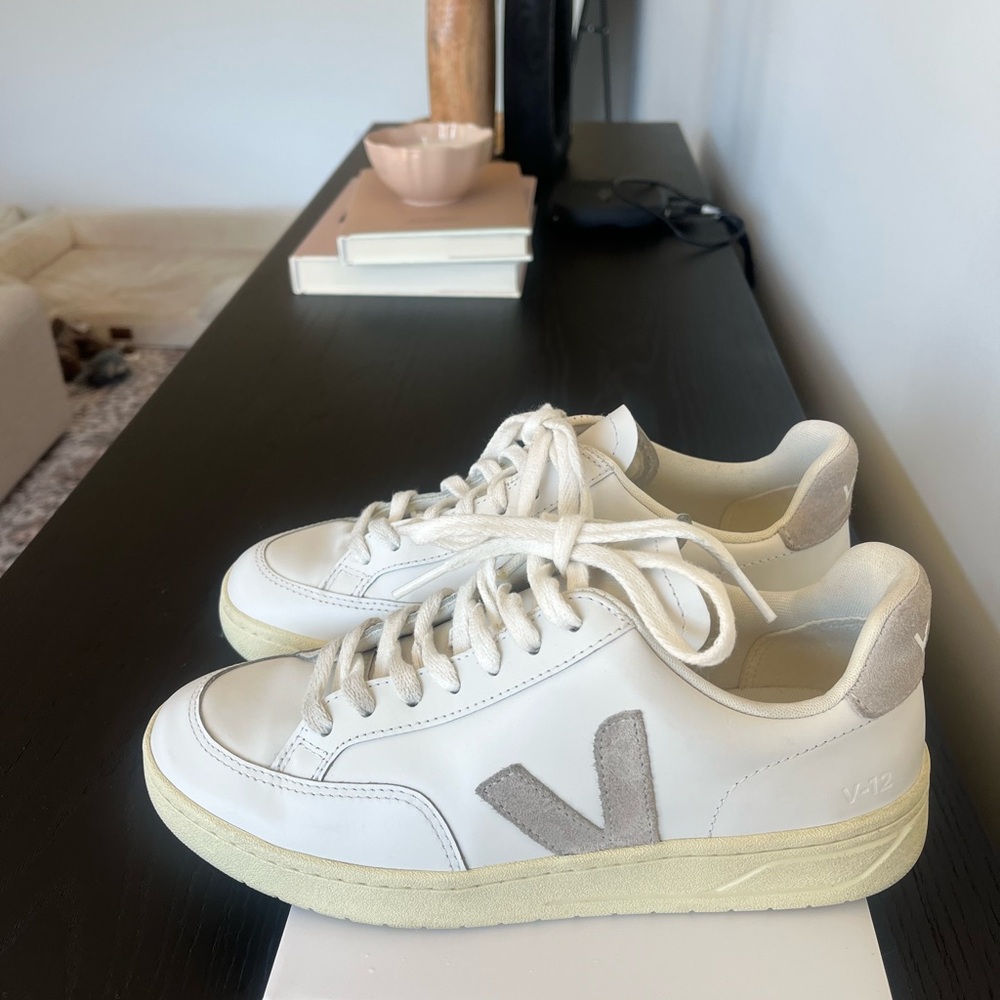 Veja V-12 White and Gray Sneakers